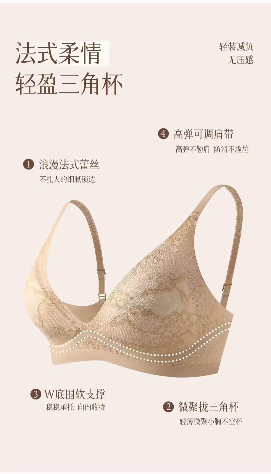 Lace, slightly gathered undergarment